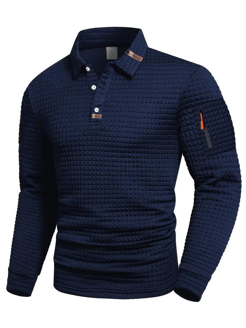 Dubois™ Polo manches longues pour homme – Chaud, élégant et confortable