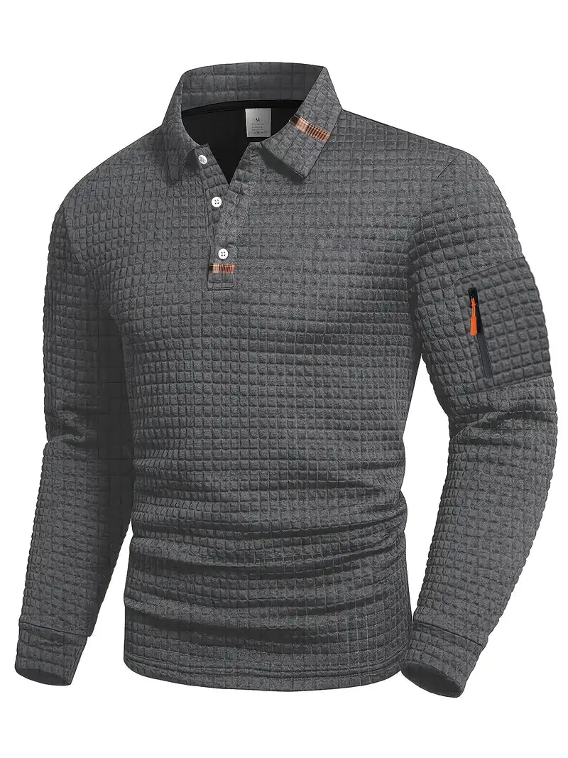 Dubois™ Polo manches longues pour homme – Chaud, élégant et confortable