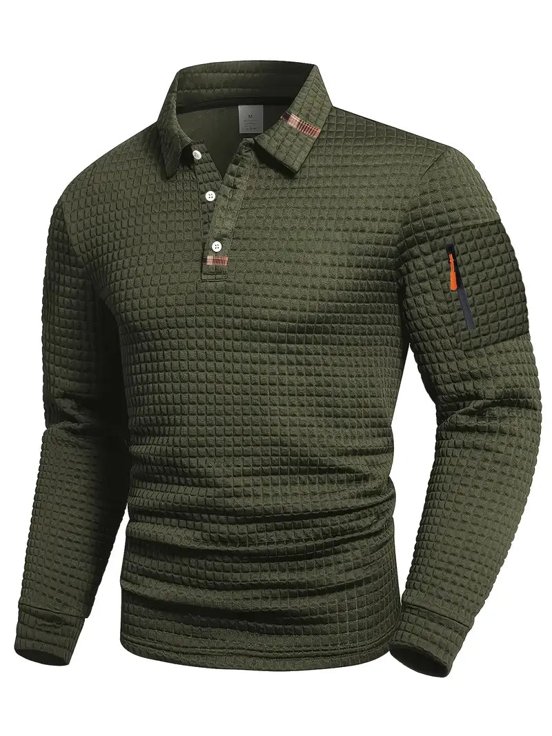 Dubois™ Polo manches longues pour homme – Chaud, élégant et confortable