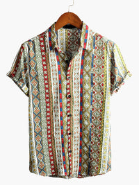 Dubois - Chemise en coton à manches courtes imprimée patchwork pour homme