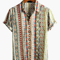 Dubois - Chemise en coton à manches courtes imprimée patchwork pour homme