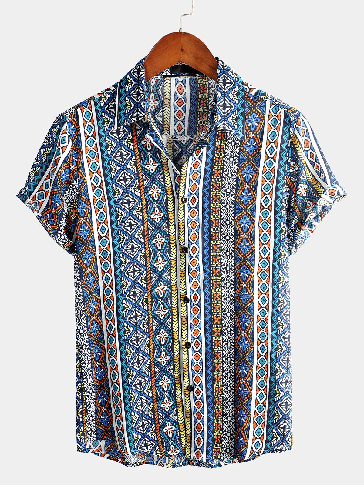 Dubois - Chemise en coton à manches courtes imprimée patchwork pour homme