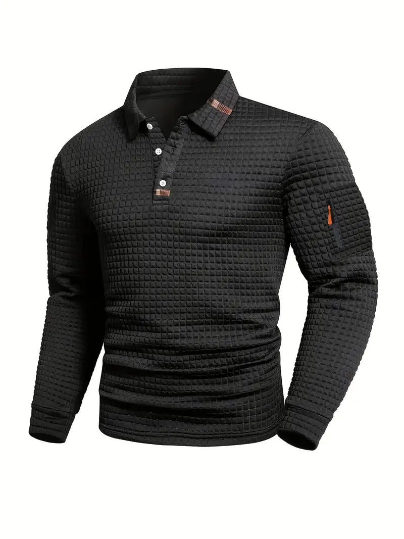 Dubois™ Polo manches longues pour homme – Chaud, élégant et confortable